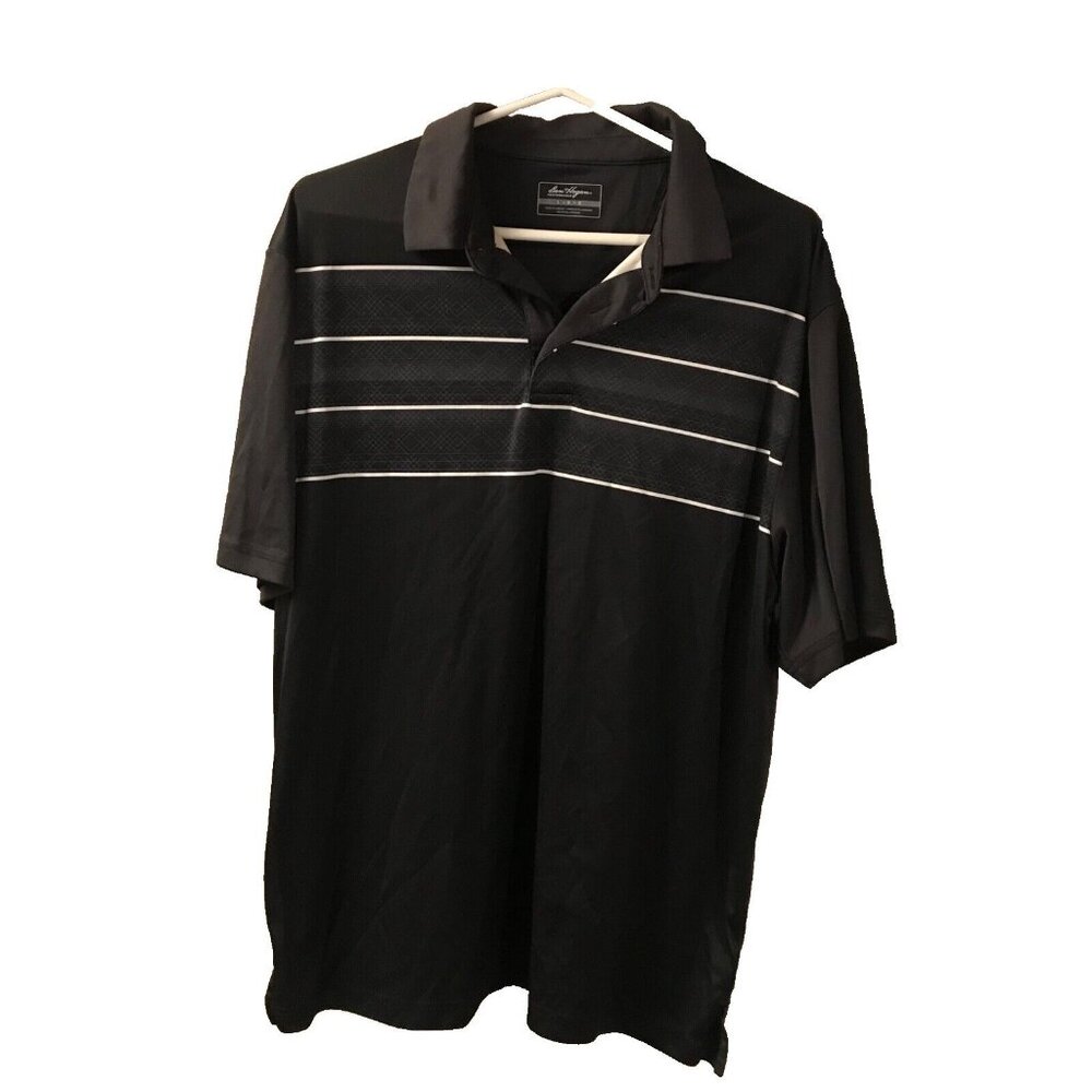 Ben Hogan Polo Shirt Mens Black Size XL Polyester Golf Geometric Breathable
